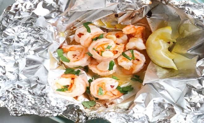 Christmas recipes Shrimp Scampi Foil Packets